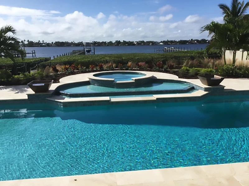 Riverfront home pool and spa