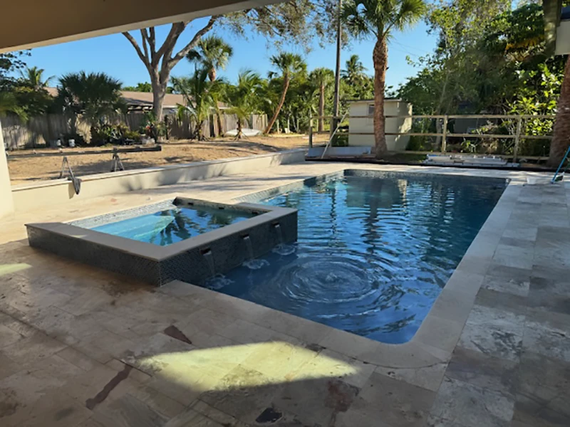 Pool construction before photo