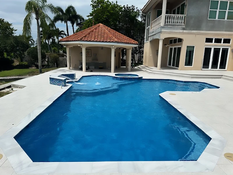 A luxury pool with gazebo