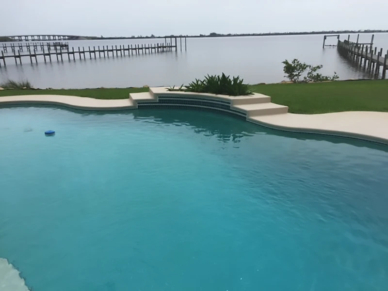 Serene pool by calm water