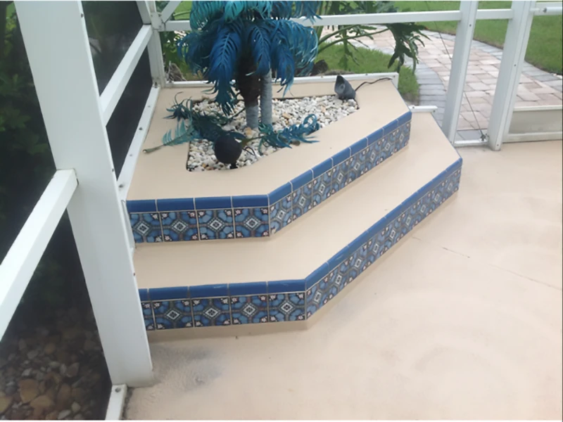 Decorative steps with blue tiles
