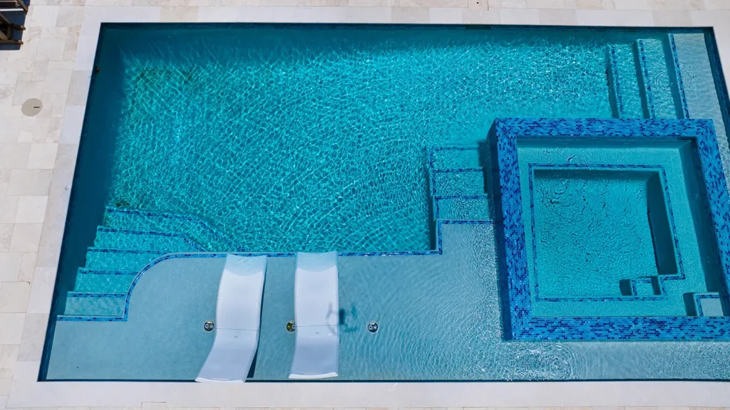 Aerial photo of a modern swimming pool