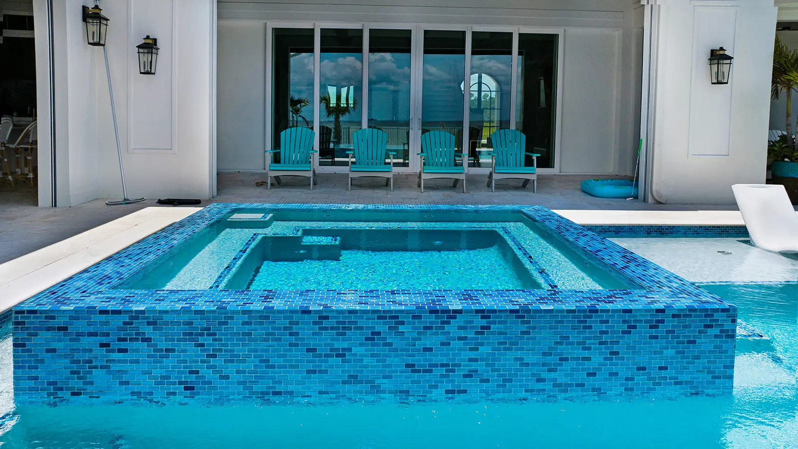 Custom swimming pool tile and hot tub